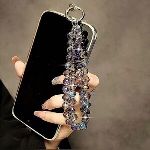 💎 GORGEOUS MANY FACETED CRYSTAL BEADED PHONE HOLDER BRACELET Lanyard